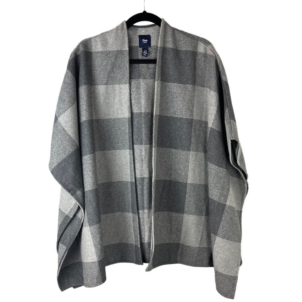 Gap Women's Gray Plaid Wool Cape Top Size XS/S